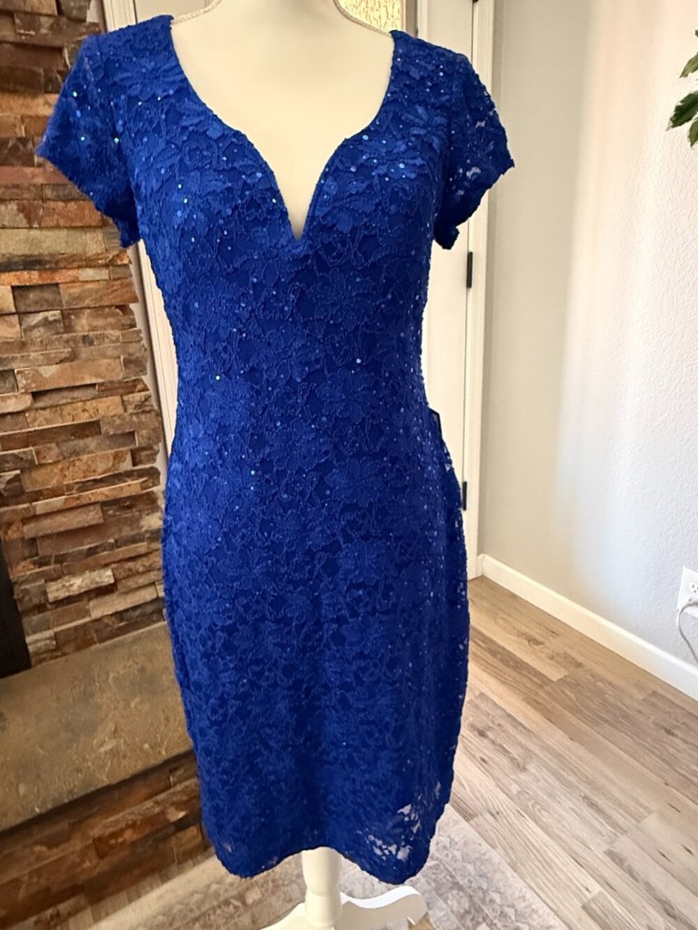 Connected Apparel Cobalt Blue Cocktail Dress 8P
